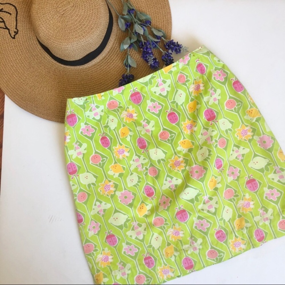 Lilly Pulitzer Insect & Floral Print Skirt EUC SZ6